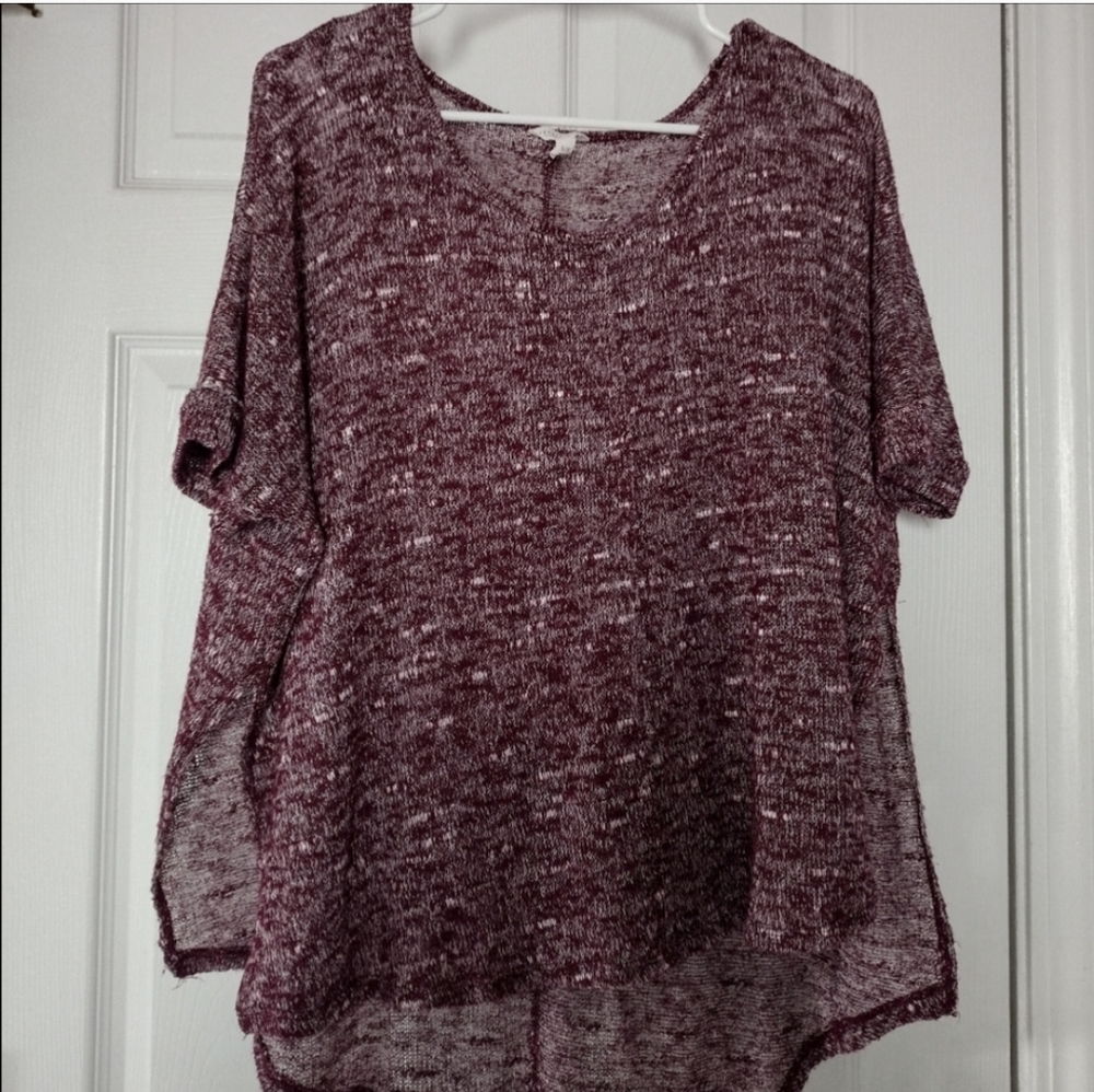 Aeropostale Burgundy/White Short Sleeve Women's Blouse Size S/P